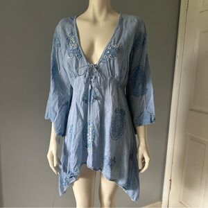 Sacred Threads blue beach fit and flare dress